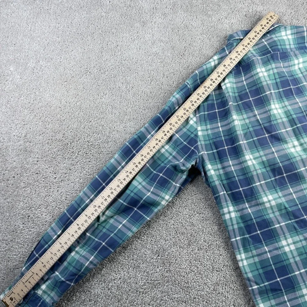 J‎ Crew Shirt Mens Medium Blue Green Plaid Flannel Workwear Button Up